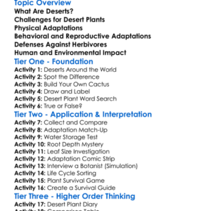 Plant Adaptations To Deserts Worksheet Activity Booklet