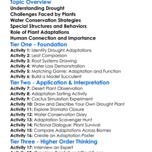 Plant Adaptations To Drought Worksheet Activity Booklet