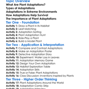 Plant Adaptations To Environment Worksheet Activity Booklet