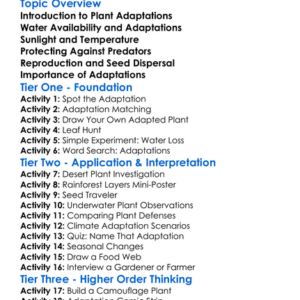 Plant Adaptations To Environments Worksheet Activity Booklet
