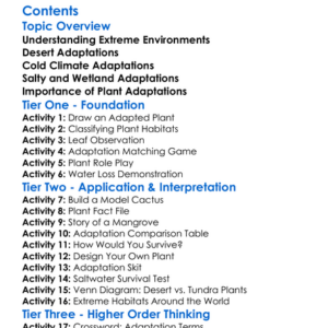 Plant Adaptations To Extreme Environments Worksheet Activity Booklet