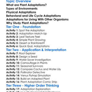Plant Adaptations Worksheet Activity Booklet