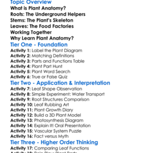 Plant Anatomy Roots Stems Leaves Worksheet Activity Booklet