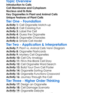 Plant And Animal Cell Organelles Worksheet Activity Booklet