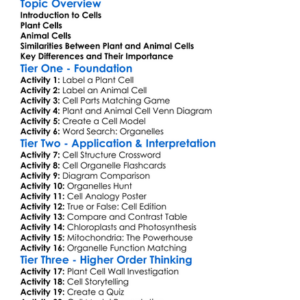 Plant And Animal Cells Comparison Worksheet Activity Booklet