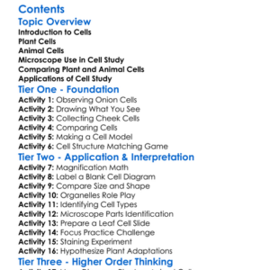 Plant And Animal Cells Under The Microscope Worksheet Activity Booklet