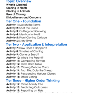 Plant And Animal Cloning Worksheet Activity Booklet