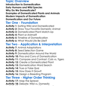 Plant And Animal Domestication Worksheet Activity Booklet