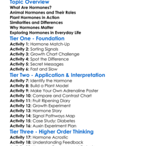 Plant And Animal Hormones Worksheet Activity Booklet
