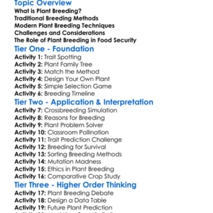 Plant Breeding Techniques Worksheet Activity Booklet