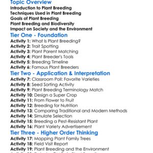 Plant Breeding Worksheet Activity Booklet