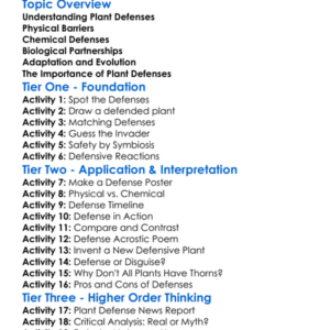 Plant Defense Mechanisms Worksheet Activity Booklet