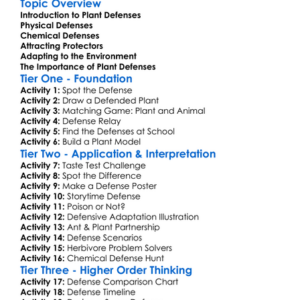 Plant Defenses Against Herbivores Worksheet Activity Booklet