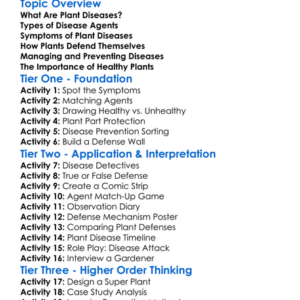 Plant Disease And Defense Worksheet Activity Booklet