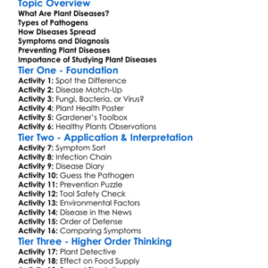 Plant Diseases Worksheet Activity Booklet