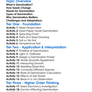 Plant Germination Worksheet Activity Booklet