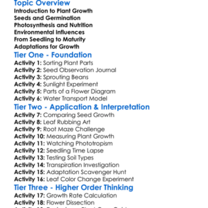 Plant Growth And Development Worksheet Activity Booklet
