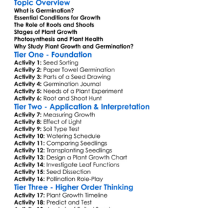 Plant Growth And Germination Worksheet Activity Booklet