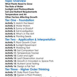 Plant Growth Conditions Worksheet Activity Booklet