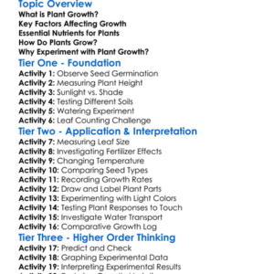 Plant Growth Experiments Worksheet Activity Booklet