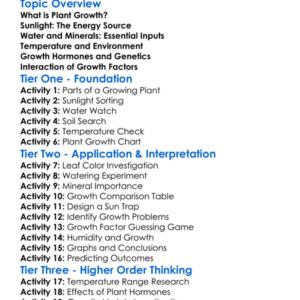 Plant Growth Factors Worksheet Activity Booklet