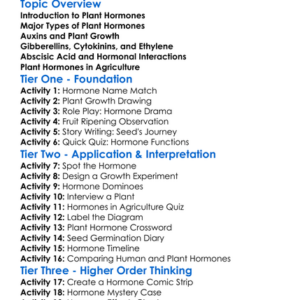 Plant Hormones And Their Functions Worksheet Activity Booklet