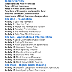Plant Hormones And Their Roles Worksheet Activity Booklet