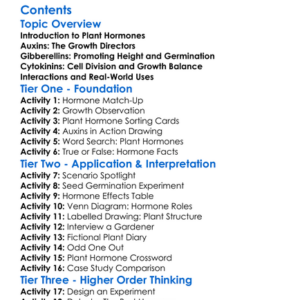 Plant Hormones Auxins Gibberellins Cytokinins Worksheet Activity Booklet
