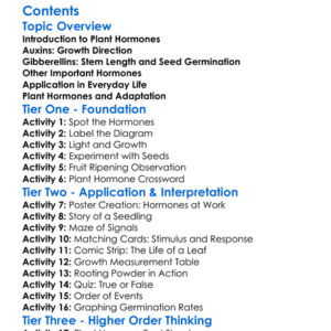 Plant Hormones Auxins Gibberellins Etc Worksheet Activity Booklet