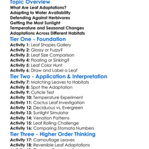 Plant Leaf Adaptations Worksheet Activity Booklet