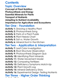 Plant Nutrition And Mineral Requirements Worksheet Activity Booklet