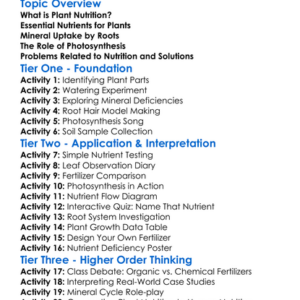 Plant Nutrition And Mineral Uptake Worksheet Activity Booklet