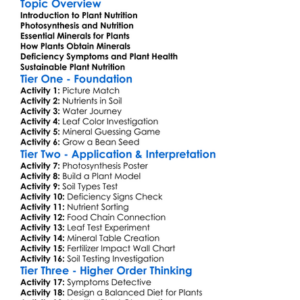 Plant Nutrition And Minerals Worksheet Activity Booklet