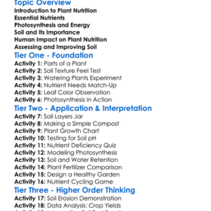 Plant Nutrition And Soil Worksheet Activity Booklet