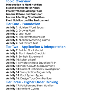Plant Nutrition Worksheet Activity Booklet