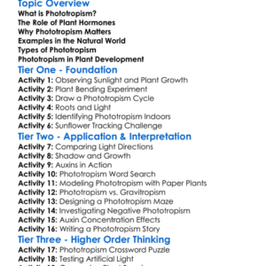 Plant Phototropism Worksheet Activity Booklet