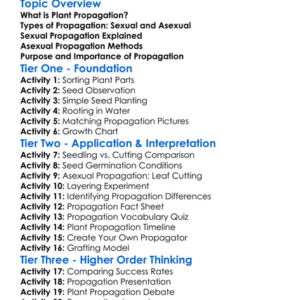Plant Propagation Methods Worksheet Activity Booklet