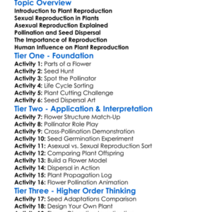 Plant Reproduction Mechanisms Worksheet Activity Booklet