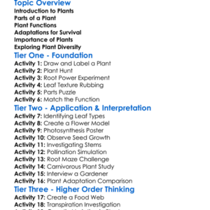 Plant Structure And Function Worksheet Activity Booklet