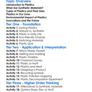 Plastic And Synthetic Materials Worksheet Activity Booklet