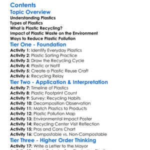 Plastic Recycling And Environmental Impact Worksheet Activity Booklet