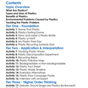 Plastics And Their Environmental Impact Worksheet Activity Booklet