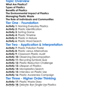 Plastics And Their Impact Worksheet Activity Booklet