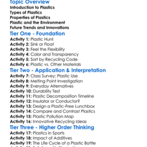 Plastics And Their Properties Worksheet Activity Booklet
