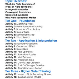 Plate Boundaries Worksheet Activity Booklet