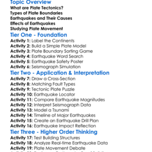 Plate Tectonics And Earthquakes Worksheet Activity Booklet