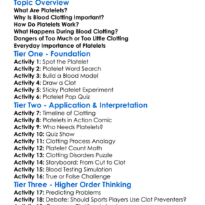 Platelets And Blood Clotting Worksheet Activity Booklet