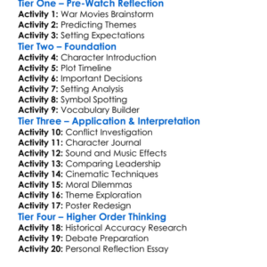 Platoon 1986 Worksheet Activity Booklet