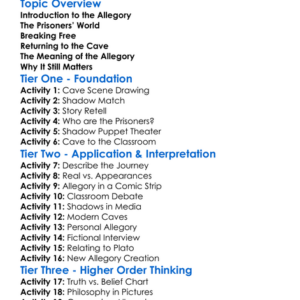 Platos Allegory Of The Cave Worksheet Activity Booklet