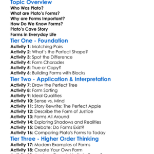 Platos Forms Worksheet Activity Booklet